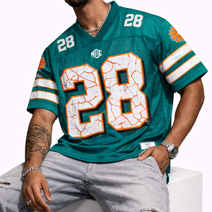 Camiseta Deportiva de Fútbol Americano para Hombre, Verde, de Malla, con Estampado de Número, Transpirable, de Poliéster, Ropa Deportiva de Equipo, Proveedor Mayorista OEM ODM - Product Image 3