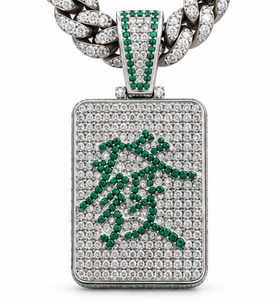 Collar con Colgante Rectangular de Moissanita Micro Pavé Chapado en Oro Verde y Blanco Estilo Hip Hop para Fiestas y Eventos - Product Image 1