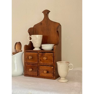 Vintage Pine Wood Wall Shelf with Drawers | Antique Wooden <b>Storage</b> | Wholesale - Product Image 2