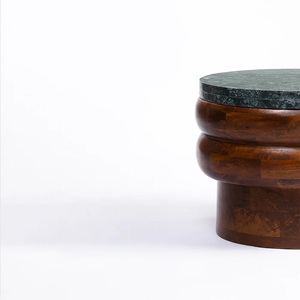 <b>Modern</b> Solid Wood Multi-functional Convertible <b>Extendable</b> Nightstand <b>Round</b> Side <b>Table</b> With Marble Top <b>Round</b> Design - Product Image 1