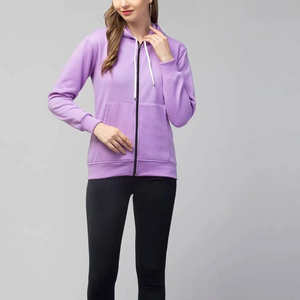 Sudadera con capucha morada para mujer, informal, de manga larga, con cordón ajustable - Product Image 4