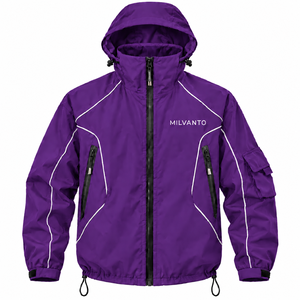 Purple Custom Logo <b>Men</b>’s <b>Hooded</b> Windbreaker <b>Jacket</b> Lightweight Windproof Outdoor Windbreaker <b>Jacket</b> With Reflective Piping - Product Image 1