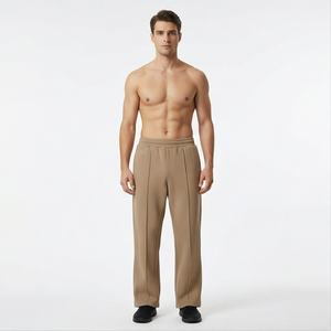 Pantalon empilé décontracté Flair de haute qualité Slogan personnalisé imprimé pantalon de survêtement côtelé Patchwork pantalon de survêtement évasé pour hommes hiver - Product Image 1