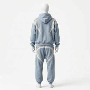 Survêtement personnalisé imprimé pour homme, fermeture éclair, haute qualité, 100 % coton, avec logo personnalisé, pantalon de jogging – Vente chaude en gros - Product Image 2