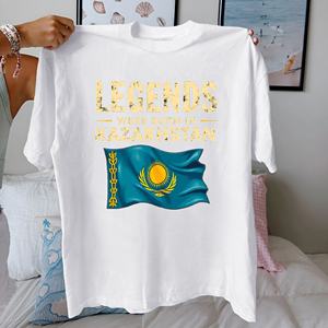 LEGENDS WERE BORN in KAZAKHSTAN เสื้อยืดผู้หญิงผ้าฝ้าย 100% พิมพ์ลายลำลอง ทรงสวมใส่สบาย - Product Image 3