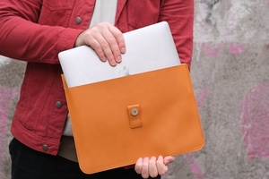 Genuine <b>Leather</b> A4 <b>Document</b> <b>Folder</b> Slim Laptop Sleeve Case for MacBook 14 Inch Holder Filing Product - Product Image 5