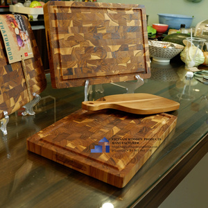 Article populaire : Planche à découper en bois d'acacia et de teck, fabriquée au Vietnam, écologique, antibactérienne, robuste, pour la cuisine - Product Image 4