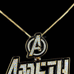 Lujo Hip Hop Iced Out Custom Black Esmalte Carta Colgante S925 Plata 14K Chapado en oro Moissanite Diamond Bali Logo Colgante - Product Image 4