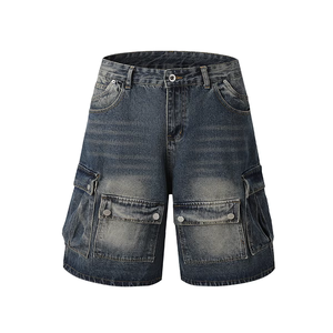 Pantalones Cortos de Mezclilla Holgados para Hombre, Estilo Cargo, Corte Holgado, Múltiples Bolsillos, Estilo Y2K, Lavado Vintage, 100% Algodón, Secado Rápido, Transpirables, Personalizables - Product Image 2