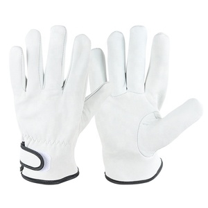 Guantes de Carreras de Cuero Blancos con Dedos Completos y Cierre de Velcro para Actividades al Aire Libre, Diseño Unisex Antideslizante - Product Image 1