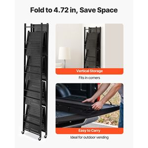 Étagère de rangement pliable à 5 niveaux, 32W x 14D x 72H pouces, 5 roues, pas d'assemblage requis, étagère métallique pliable, unité d'organisation - Product Image 5
