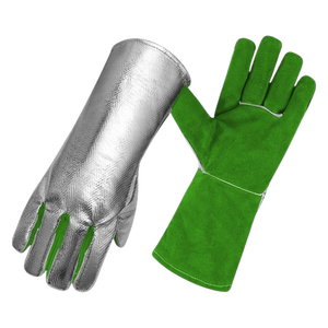 Gants en cuir de vachette pleine fleur aluminisé haute résistance à la chaleur, certification CE, épaisseur 11 oz, manchette de sécurité pour les travaux de lutte contre les incendies - Product Image 4