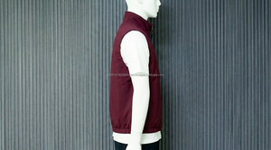 Chaleco sin mangas para hombre, color borgoña, reversible, con cuello alto, cortavientos, informal, con cremallera frontal, color sólido, para invierno. - Product Image 3