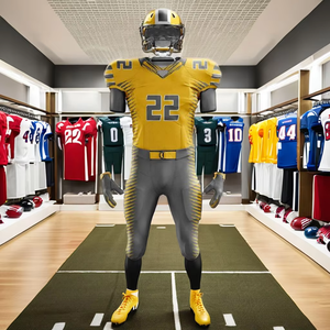 Uniforme de football américain personnalisé pour hommes, manches courtes, grande taille, 100% polyester, impression numérique, couleur unie, léger, devant - Product Image 1