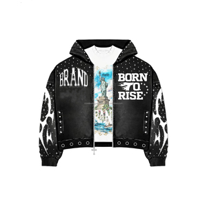 ชุดแทรคสูทสไตล์สตรีทแบบสั่งทำพิเศษ ลุคดิสเทรส ดีไซน์เชือกผูกเอว ล้างสีแบบแอซิด ระบายอากาศได้ดี ทรงหลวม แต่งลายปักแบบดิสเทรส - Product Image 2