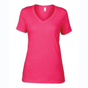 Camisetas personalizadas para mujer con cuello en V profundo, lisas, de alta calidad, 100% algodón, para mujer, precio al por mayor, servicio OEM. - Product Image 6