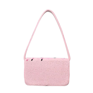 Indian Handmade Cotton Floral Embroidery Beaded <b>Pink</b> Shoulder Stylish Women's <b>Purse</b> with Customizable Shape - Product Image 3
