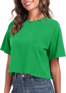 Camiseta Corta de Manga Corta para Mujer, Estilo Casual, Ajustada, de Algodón Suave, con Diseño Personalizado Estampado, Fabricación OEM - Product Image 2