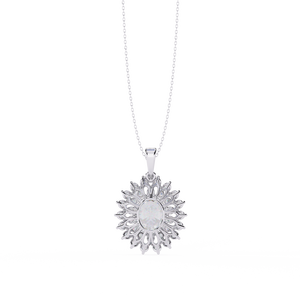Elegant Oval and Round Lab Grown Diamond Pendant <b>Necklace</b> DEF Colorless VVS VS Clarity Sustainable Fine Jewelry Gold Chain - Product Image 6