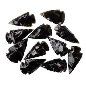 Bijoux personnalisés de qualité supérieure en obsidienne noire et agate, gravés, motif féerique, pointe de flèche en forme de croissant, pierre précieuse, faits à la main - Product Image 6