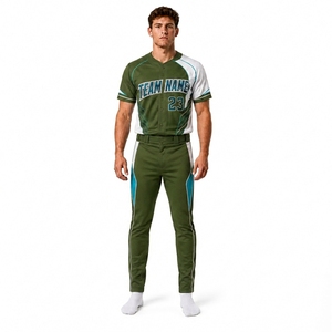 Conjunto de Uniforme de Béisbol al por Mayor, Personalizado para Hombre, Jersey y Pantalones Sublimados, Ropa Deportiva con Botones Completos, Proveedor de Marca Privada - Product Image 1