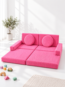 Sofá Modular Moderno para Niños en Color Rosa de Emerald Sofa, Sofá de Juego para Apartamento, Tela Premium Personalizada, Muebles Ecológicos para Niños - Product Image 1