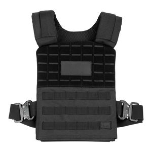Gilet lesté noir à double sangle en tissu Oxford avec bande réfléchissante et poches horizontales pour la course à pied, la vitesse, le cardio, l'exercice et le fitness - Product Image 5