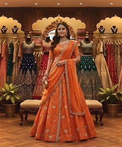 Hilo de bordado resistente y accesorios para Lehenga Choli, hilo de bordado elegante de secado rápido para Lehenga Choli de boda para mujer, largo hasta el suelo. - Product Image 1