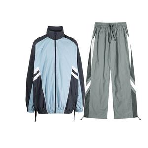 Veste coupe-vent légère pour homme, imprimée, colorblock, patchwork, à capuche, avec fermeture éclair 1/2, en polyester/nylon, pour le sport - Product Image 3