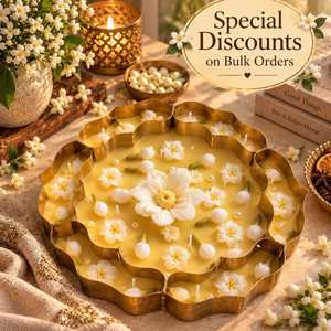 <b>Large</b> Floral Scented <b>Candle</b> Lotus Flower Shaped Metal Tray Container Handcrafted Soy Wax Jasmine Fragrance Home Decoration - Product Image 2