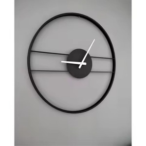 <b>Modern</b> Black Metal <b>Wall</b> <b>Clock</b> Abstract Geometric Design Quartz Analog Silent Living Room Decor Hanging Style <b>Wall</b> <b>Clock</b> - Product Image 4