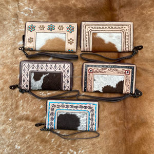 Portefeuille de sculpture en fourrure de vachette usinée à la main, pochette pour étui de téléphone, Offre Spéciale multi-usages, portefeuilles en cuir occidental - Product Image 4