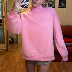 Sudadera con Capucha Extra Grande de Alta Calidad para Mujer, Color Rosa Sólido, Felpa, con Logotipo Personalizado Bordado, Cuello Alto, para Invierno - Product Image 1