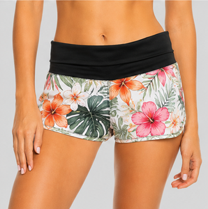Shorts de Playa de Cintura Alta con Estampado Floral Tropical para Mujer, de Secado Rápido, para Natación, Surf y Actividades de Verano - Product Image 5
