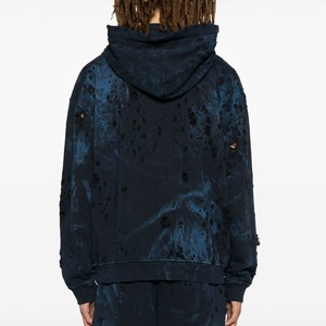 OEM Custom Bulk Manufacturer Women Winter Printed Casual Distressed Hoodie Breathable Cotton Fleece Pockets Distressed Hoodie - Product Image 2
