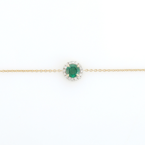 Factory Directly Sale Emerald & Diamond Spring Lock Minimalist Solitaire Halo Bracelet K14 Yellow <b>Gold</b> Latest Design Jewelry - Product Image 3