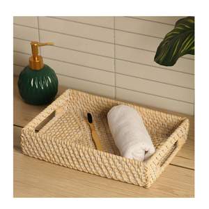 Bandeja de Servir de Ratán Premium Hecha a Mano con Asa de Madera Sólida, Mimbre Natural Ecológico para Té, Café, Comedor, Diseño Rústico - Product Image 2