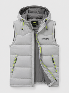 FLY HUMBLE SPORTSWEAR Chaleco con Capucha y Cuello Alto para Hombre, Otoño, con Bolsillos con Cremallera, Tejido de Lona Transpirable, Cortavientos, Casual - Product Image 4