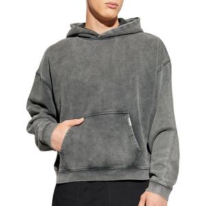 Épais coton goutte épaule hommes bouton capuche 500 460 400 Gsm Logo personnalisé français éponge poids lourd sweat à capuche surdimensionné - Product Image 1