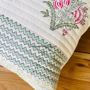 Funda de Cojín Cuadrada Decorativa de Algodón con Estampado a Mano Indio, Acolchada, 40 x 40 cm - Product Image 2