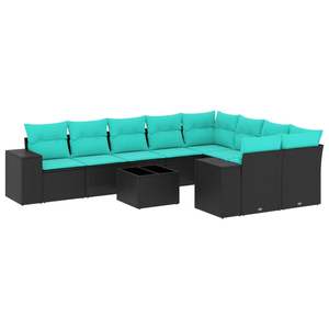<b>Black</b> Poly Rattan <b>Garden</b> <b>Sofa</b> Set With Cushions 10 Piece Outdoor Furniture Contemporary Design For <b>Garden</b> Use - Product Image 2