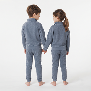 Conjunto Deportivo Unisex de Moda Urbana para Niños, Venta al Por Mayor, Color Sólido Personalizado, Felpa de Algodón Lavado con Ácido, para Niño y Niña - Product Image 4