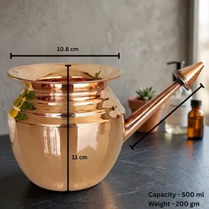 Medieval Edge ME-CNP-01 Pot Neti Ayurvédique en Cuivre Pur, Grande Taille, pour une Respiration Améliorée, Fabrication Indienne, pour Irrigation Nasale et Massage - Product Image 5