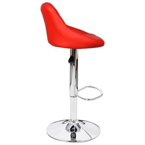 Set of 2 Red Faux Leather Bar <b>Stools</b> with <b>Adjustable</b> Iron Height Stylish and Comfortable - Product Image 5