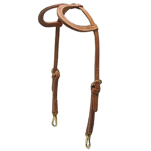 Cuero de vaca hecho a mano de la mejor calidad del fabricante indio superior Western Two Ear Headstall Snap Cheeks Cuero genuino al por mayor - Product Image 3