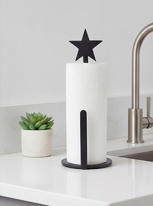 Minimalist Modern <b>Paper</b> Holder With Star Top Free Standing Kitchen Roll Dispenser Circular Design Plastic Material For Kitchen - Product Image 5