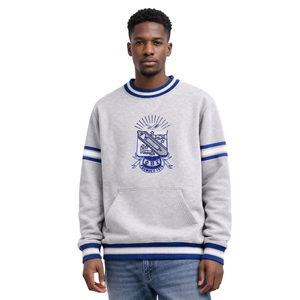 Pull à col rond en chenille gris Phi Beta Sigma avec motif de fraternité grecque, design chenille classique, confort et style premium - Product Image 1