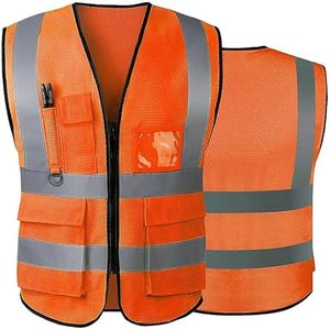 Hi Vi Reflective Safety Vest ANSI/EN ISO CLASS 3 High Visibility <b>Construction</b> <b>Work</b> <b>Jacket</b> - Product Image 1