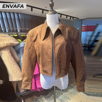 Veste Courte Décontractée en Daim de Haute Qualité pour Femme, Coupe-Vent, Écologique, Tissée, Personnalisable, Collection Automne-Hiver, Vente en Gros