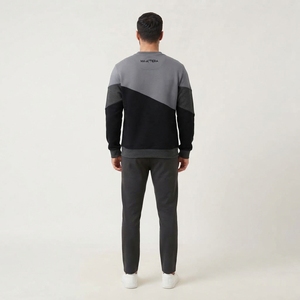 Sudadera de cuello redondo con bloques de color para hombre, estilo casual urbano, jersey de manga larga de forro polar, venta al por mayor personalizada - Product Image 2
